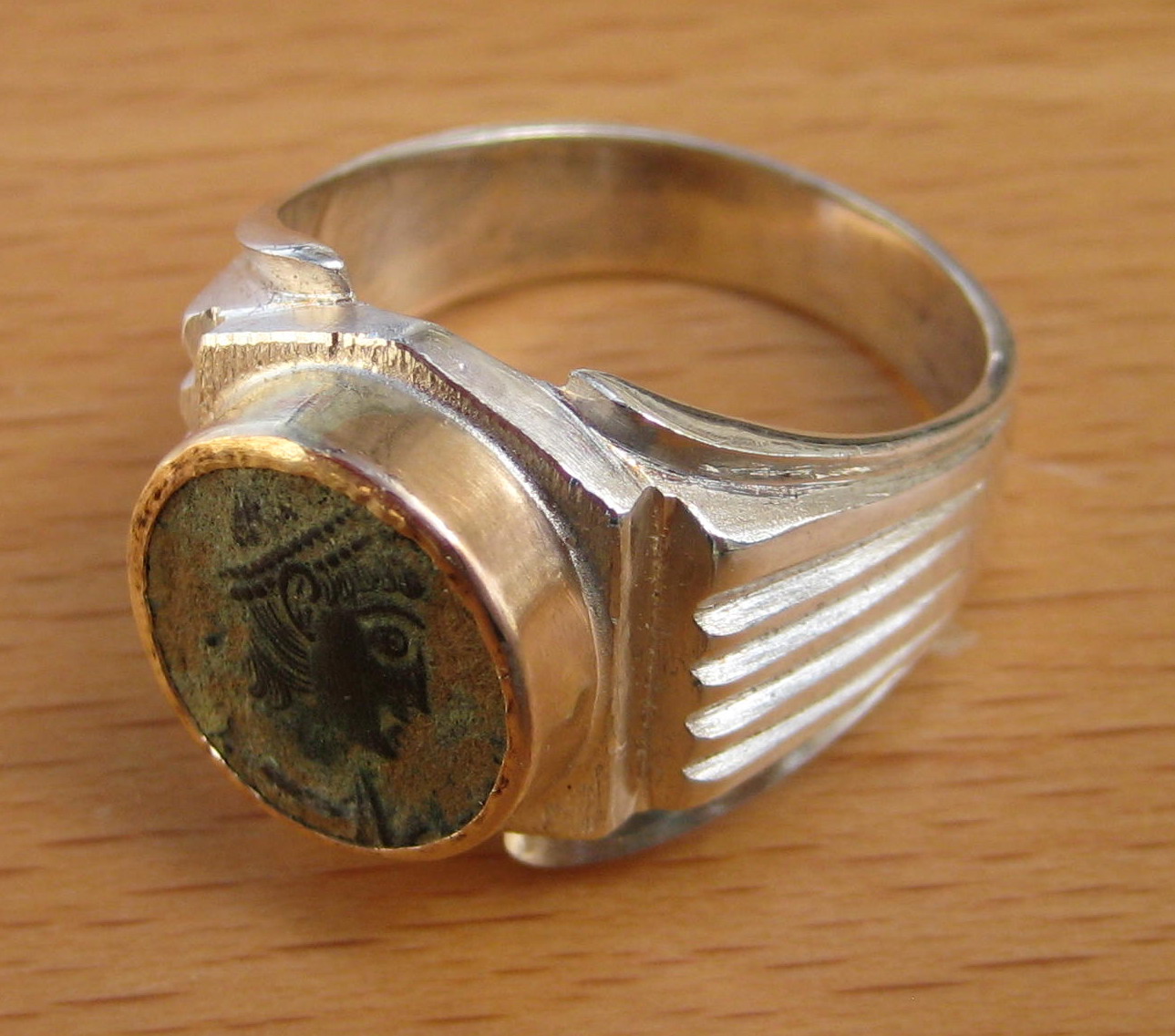 Vintage 14k Solid Gold Coin Ring. Ancient Coin Reversible Ring. Men, u –  daizyjewellery